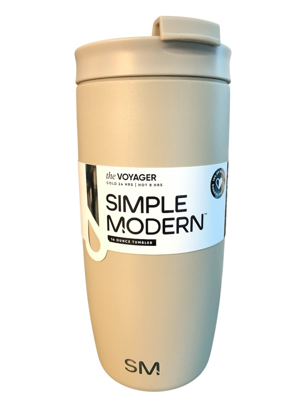 Simple Modern the Voyager 16 ounce Tumbler Almond Birch Travel Mug NWT